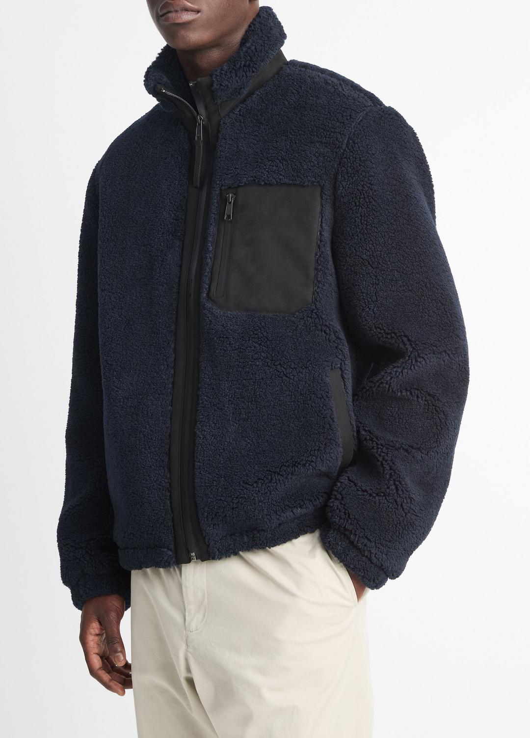 VINCE Men Sherpa Zip Jacket in Jackets COASTAL BLUE