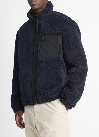 VINCE Men Sherpa Zip Jacket in Jackets COASTAL BLUE