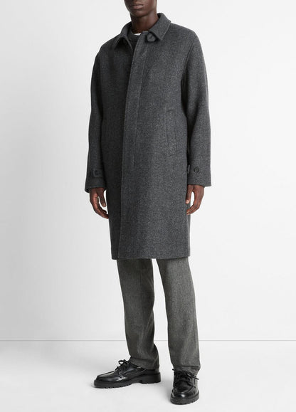 VINCE Men Italian Wool-Blend Balmacaan Coat in Coats HEATHER CHARCOAL