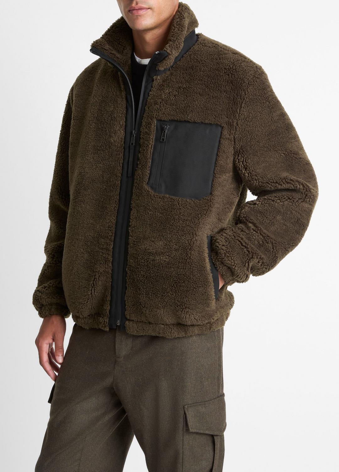 VINCE Men Sherpa Zip Jacket in Jackets DARK LEAF