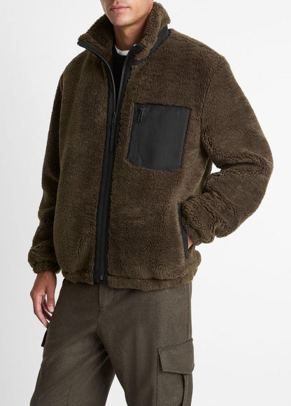 VINCE Men Sherpa Zip Jacket in Jackets DARK LEAF