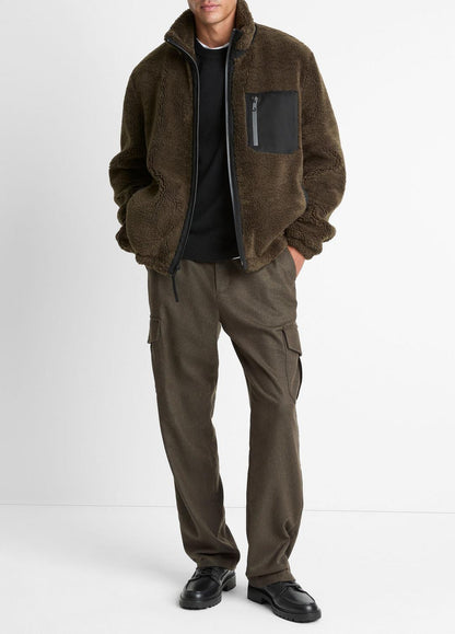 VINCE Men Sherpa Zip Jacket in Jackets DARK LEAF