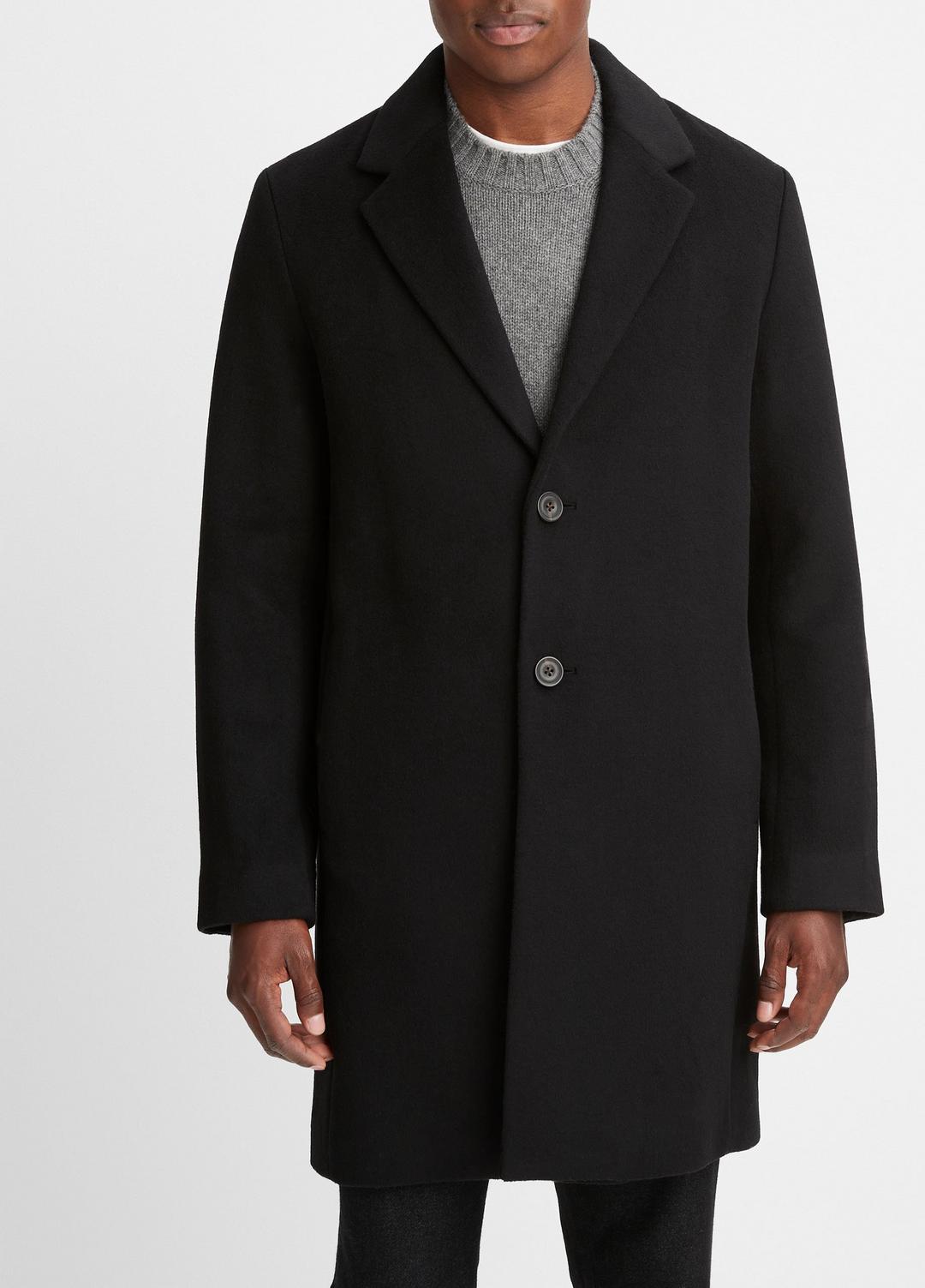 VINCE Men Classic Italian Wool-Blend Coat in Jackets & Outerwear BLACK