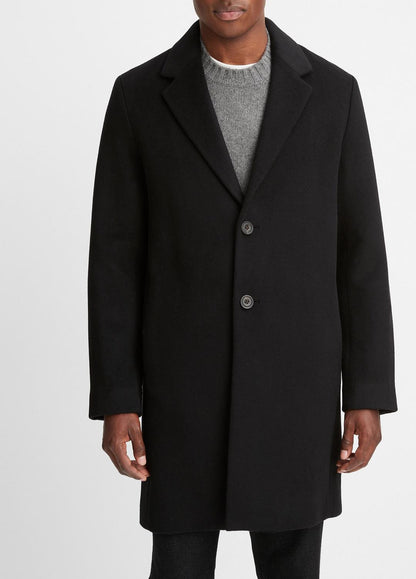 VINCE Men Classic Italian Wool-Blend Coat in Jackets & Outerwear BLACK