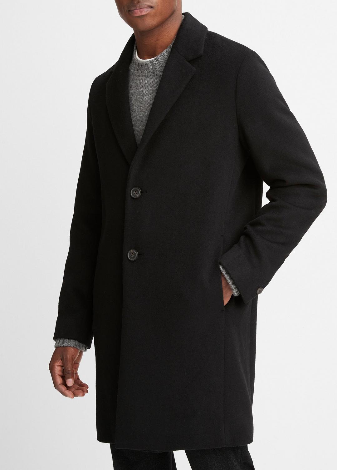VINCE Men Classic Italian Wool-Blend Coat in Jackets & Outerwear BLACK