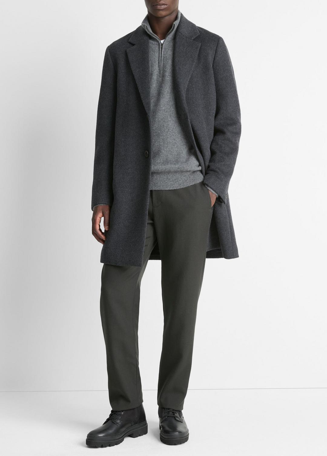 VINCE Men Classic Italian Wool-Blend Coat in Jackets & Outerwear HEATHER CHARCOAL