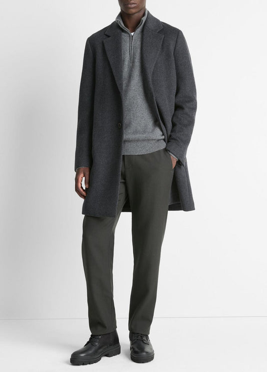 VINCE Men Classic Italian Wool-Blend Coat in Jackets & Outerwear HEATHER CHARCOAL