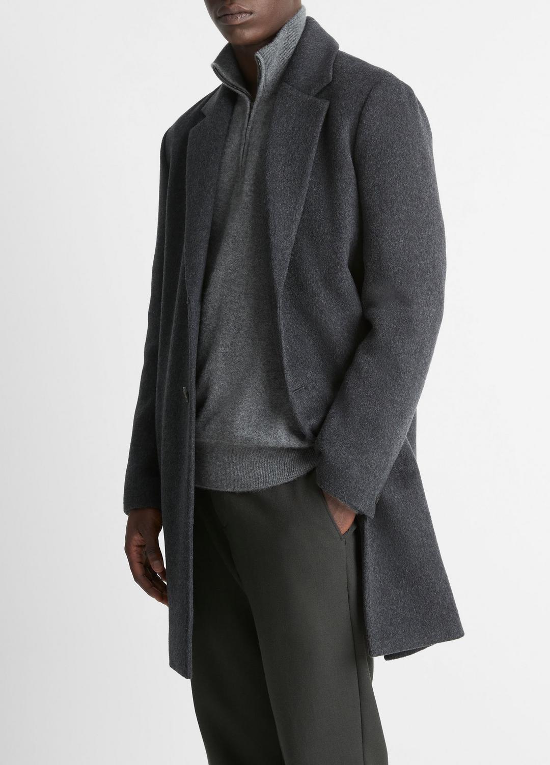 VINCE Men Classic Italian Wool-Blend Coat in Jackets & Outerwear HEATHER CHARCOAL