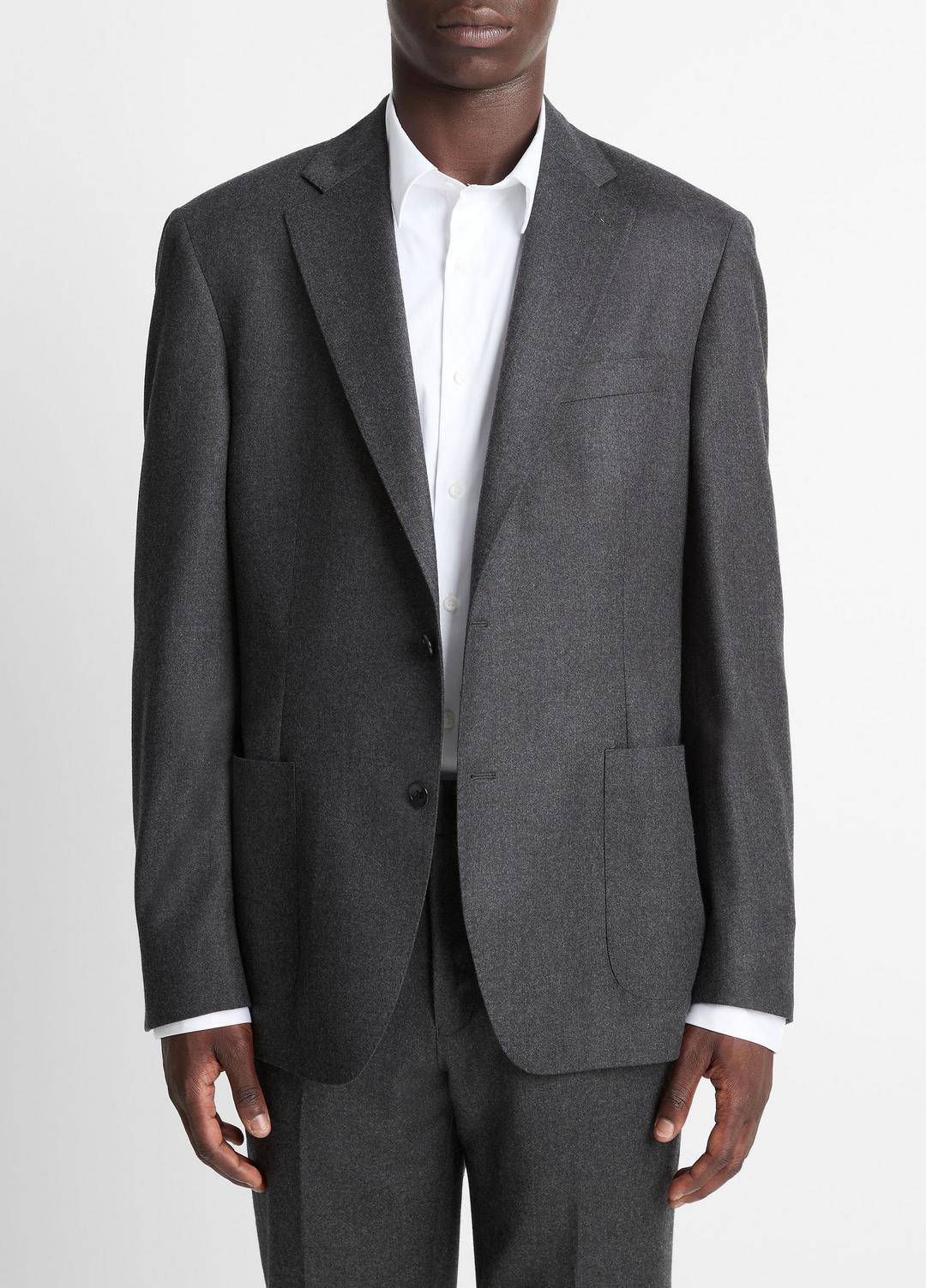 VINCE Men Wool-Silk Flannel Relaxed Sport Coat in Blazers CHARCOAL