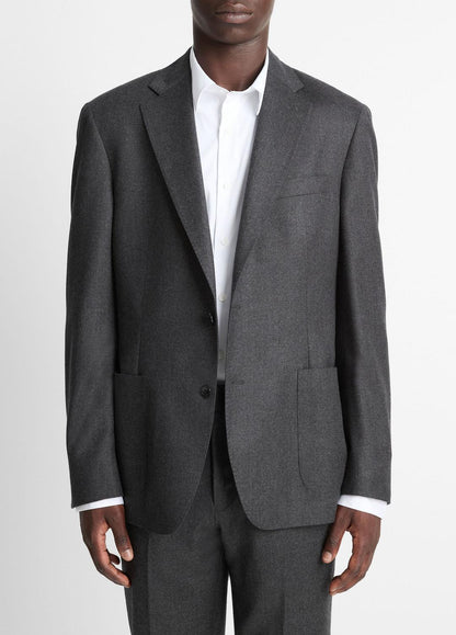 VINCE Men Wool-Silk Flannel Relaxed Sport Coat in Blazers CHARCOAL