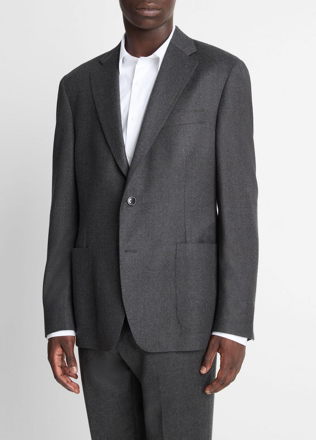VINCE Men Wool-Silk Flannel Relaxed Sport Coat in Blazers CHARCOAL