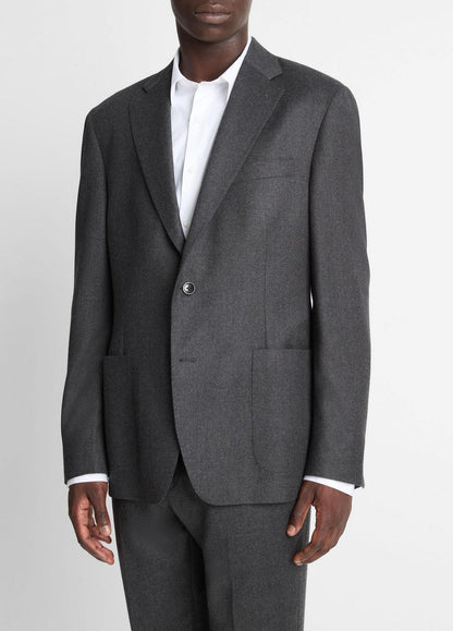 VINCE Men Wool-Silk Flannel Relaxed Sport Coat in Blazers CHARCOAL