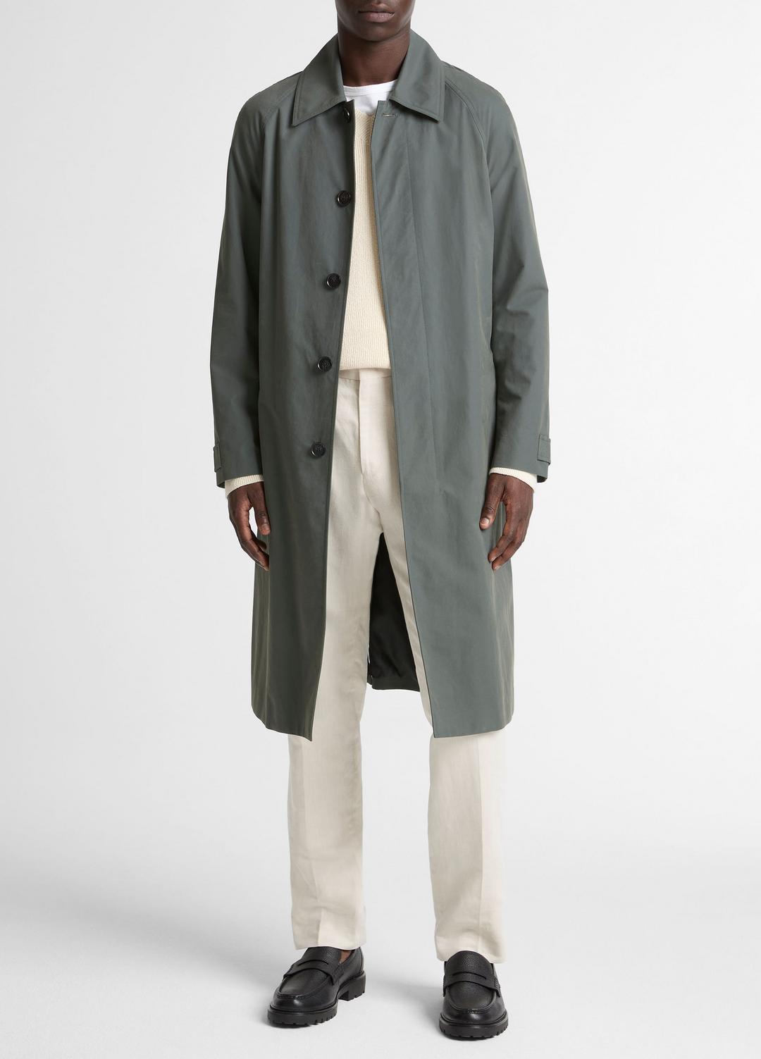 VINCE Men Cotton-Blend Single-Breasted Trench Coat in Coats SLATE