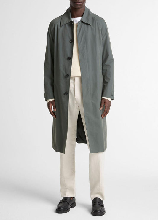 VINCE Men Cotton-Blend Single-Breasted Trench Coat in Coats SLATE
