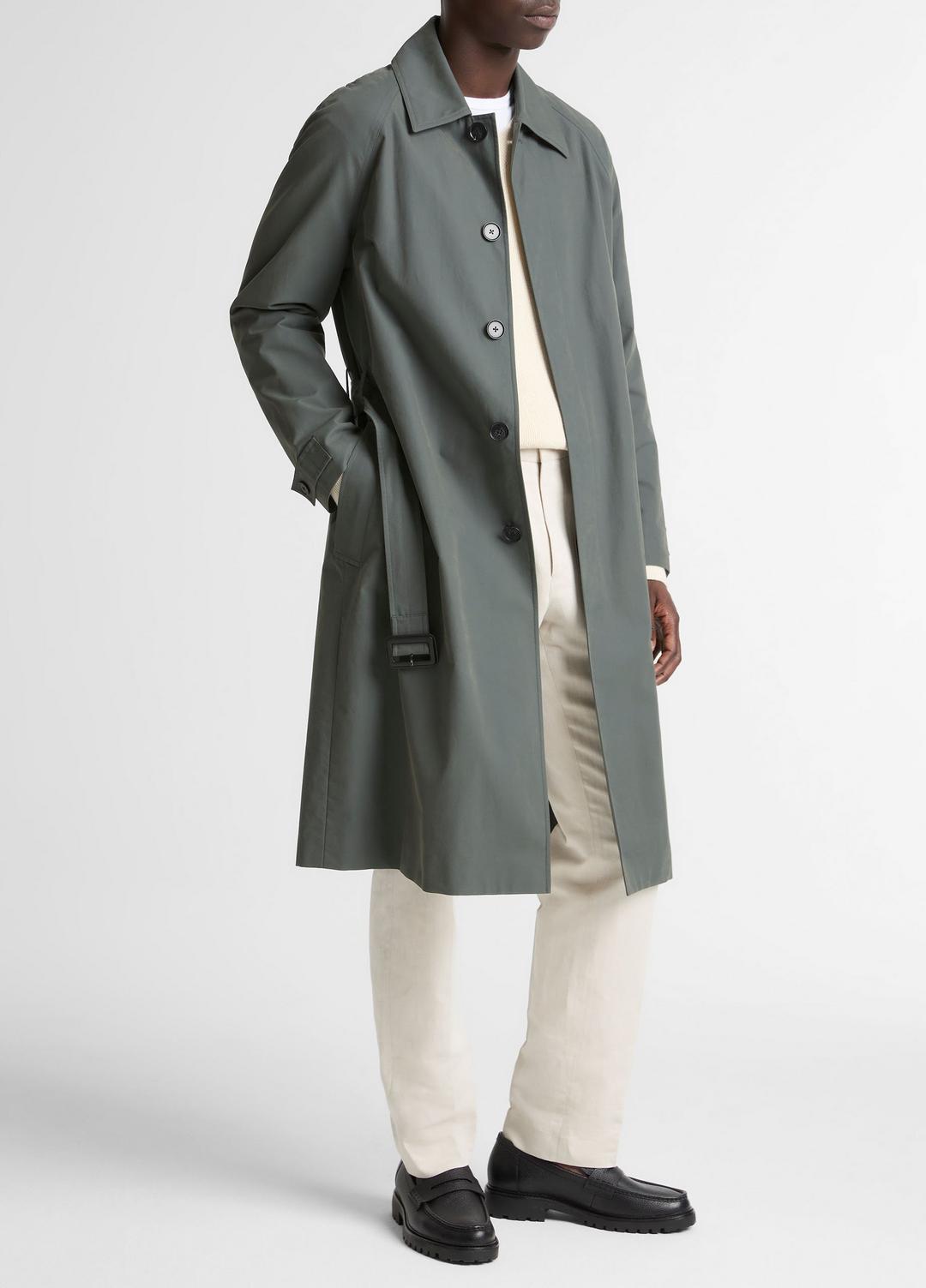 VINCE Men Cotton-Blend Single-Breasted Trench Coat in Coats SLATE