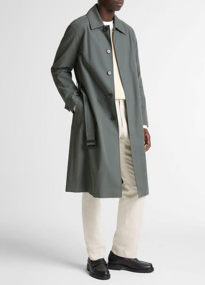 VINCE Men Cotton-Blend Single-Breasted Trench Coat in Coats SLATE
