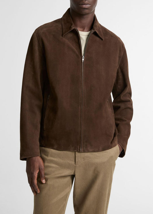 VINCE Men Suede Moto Jacket in Jackets ESPRESSO