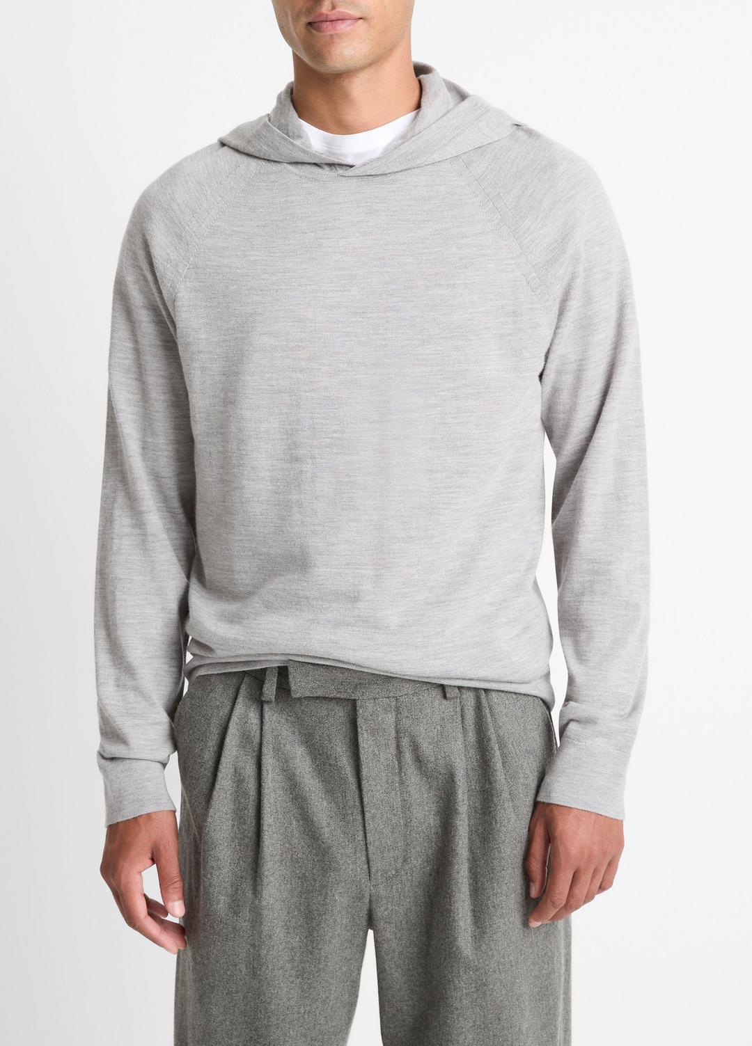 VINCE Men Featherweight Merino Wool-Cashmere Hoodie in Sweatshirts & Hoodies HEATHER GREY