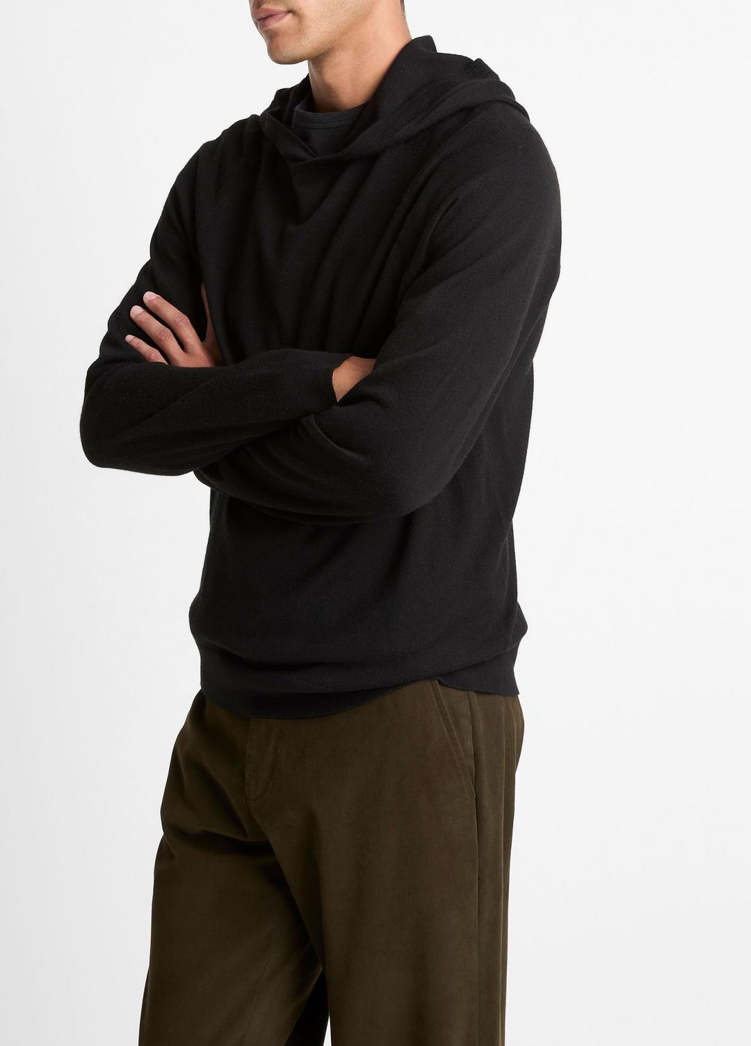 VINCE Men Featherweight Merino Wool-Cashmere Hoodie in Sweatshirts & Hoodies BLACK