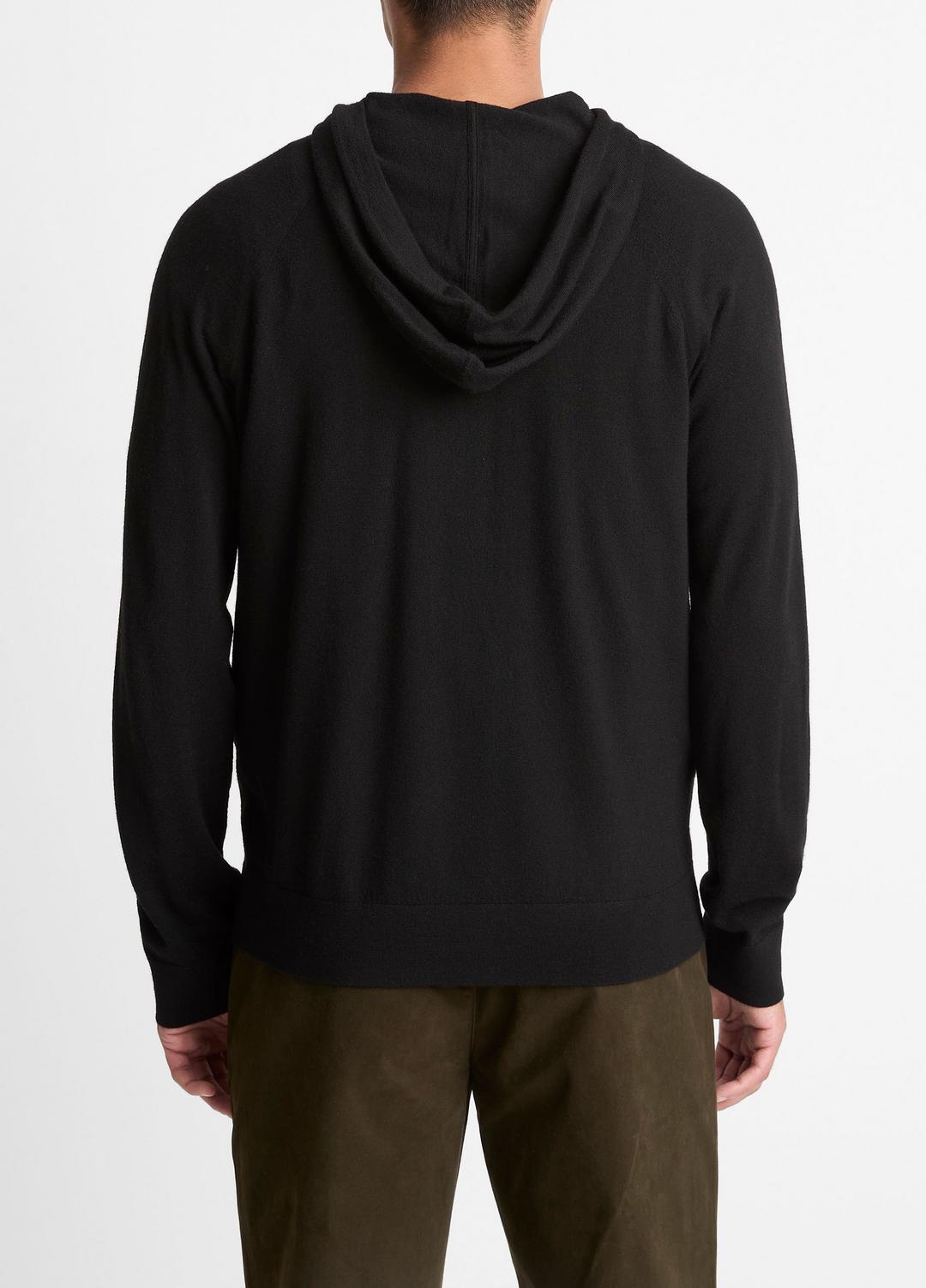 VINCE Men Featherweight Merino Wool-Cashmere Hoodie in Sweatshirts & Hoodies BLACK