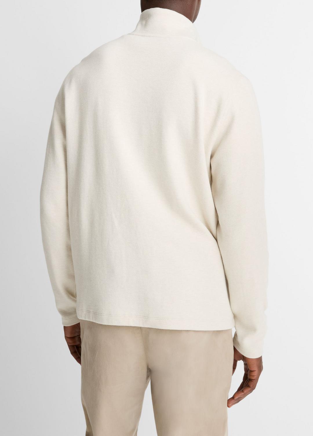 VINCE Men Cotton Button Mock-Neck Pullover in Sweatshirts & Hoodies HEATHER BONE