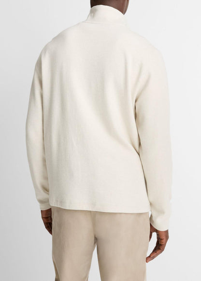 VINCE Men Cotton Button Mock-Neck Pullover in Sweatshirts & Hoodies HEATHER BONE