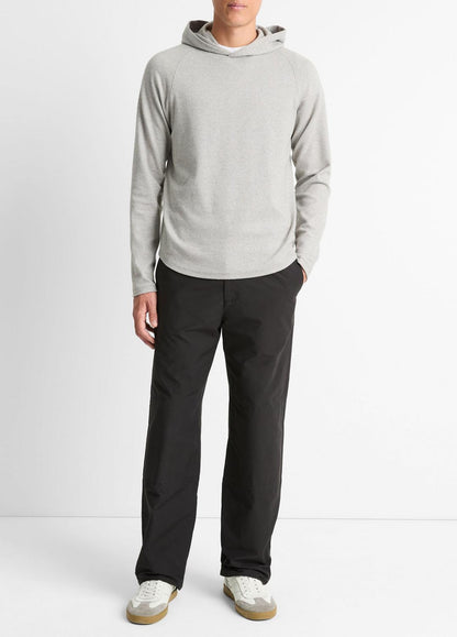 VINCE Men Broken Twill Pullover Hoodie in Sweatshirts & Hoodies HEATHER GREY/OFF WHITE