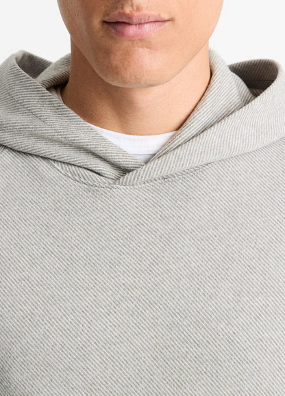 VINCE Men Broken Twill Pullover Hoodie in Sweatshirts & Hoodies HEATHER GREY/OFF WHITE