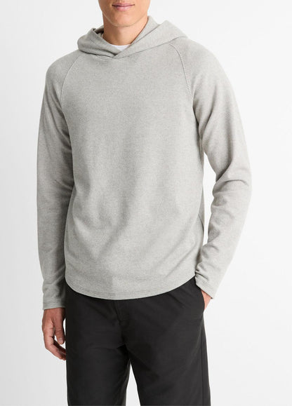 VINCE Men Broken Twill Pullover Hoodie in Sweatshirts & Hoodies HEATHER GREY/OFF WHITE