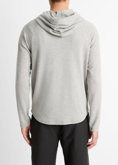 VINCE Men Broken Twill Pullover Hoodie in Sweatshirts & Hoodies HEATHER GREY/OFF WHITE
