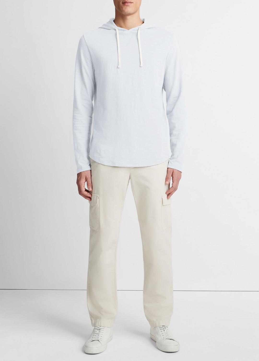VINCE Men Textured Cotton Hoodie in Sweatshirts & Hoodies SHIRTING BLUE