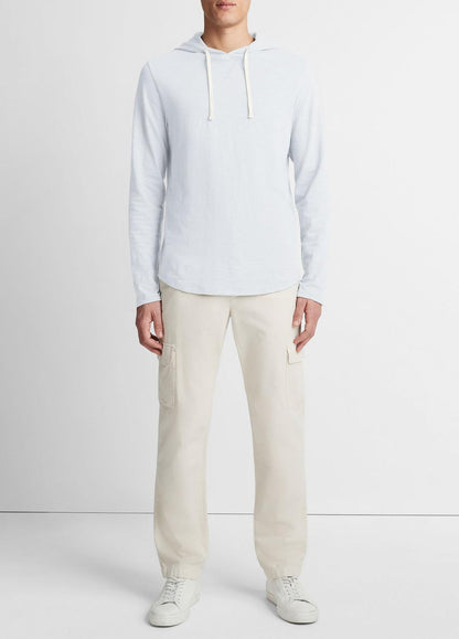 VINCE Men Textured Cotton Hoodie in Sweatshirts & Hoodies SHIRTING BLUE