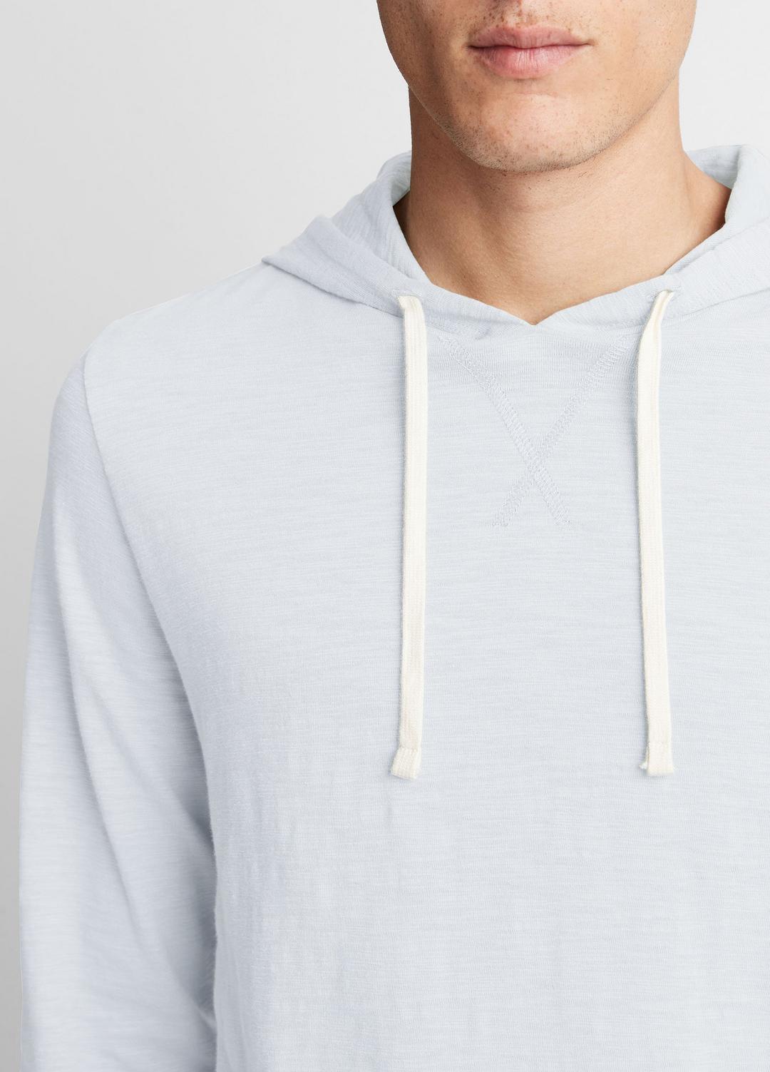 VINCE Men Textured Cotton Hoodie in Sweatshirts & Hoodies SHIRTING BLUE