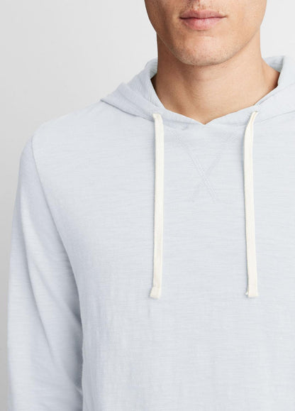 VINCE Men Textured Cotton Hoodie in Sweatshirts & Hoodies SHIRTING BLUE