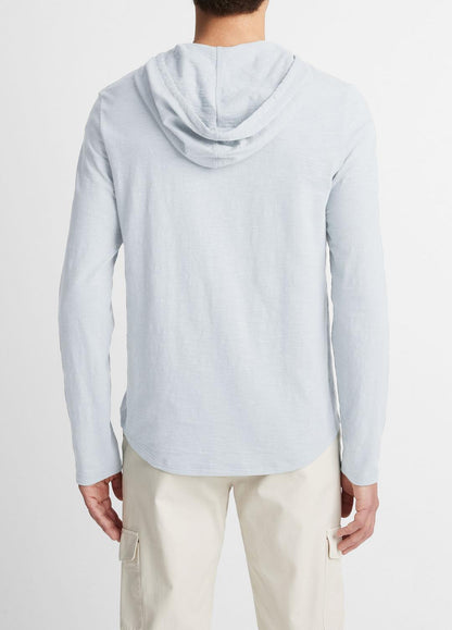 VINCE Men Textured Cotton Hoodie in Sweatshirts & Hoodies SHIRTING BLUE