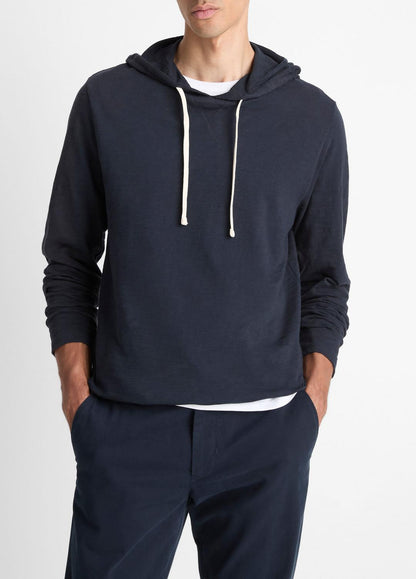 VINCE Men Textured Cotton Hoodie in Sweatshirts & Hoodies COASTAL BLUE