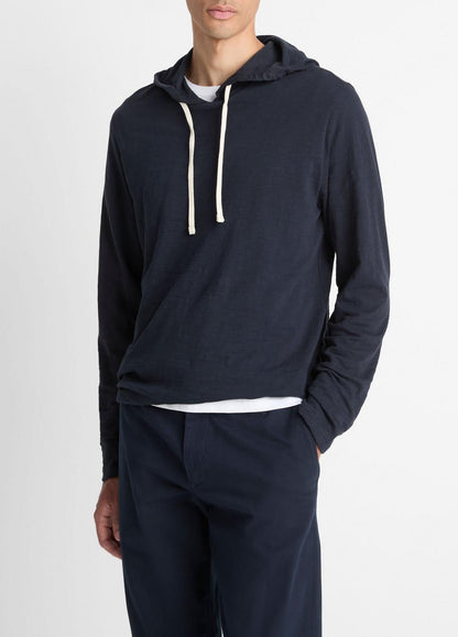 VINCE Men Textured Cotton Hoodie in Sweatshirts & Hoodies COASTAL BLUE