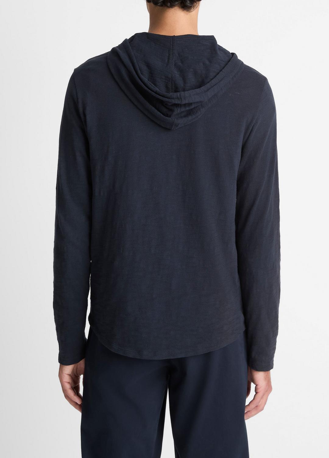 VINCE Men Textured Cotton Hoodie in Sweatshirts & Hoodies COASTAL BLUE