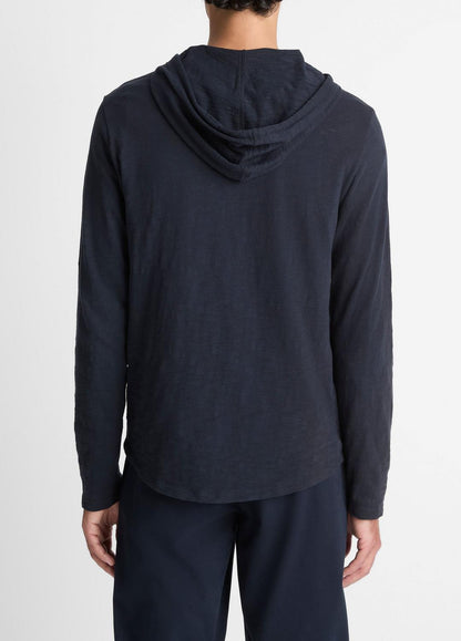VINCE Men Textured Cotton Hoodie in Sweatshirts & Hoodies COASTAL BLUE