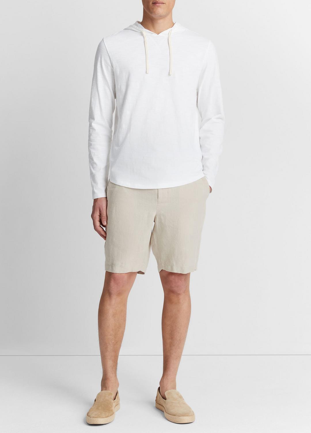 VINCE Men Textured Cotton Hoodie in Sweatshirts & Hoodies OPTIC WHITE