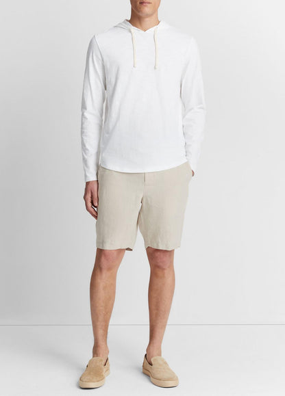 VINCE Men Textured Cotton Hoodie in Sweatshirts & Hoodies OPTIC WHITE