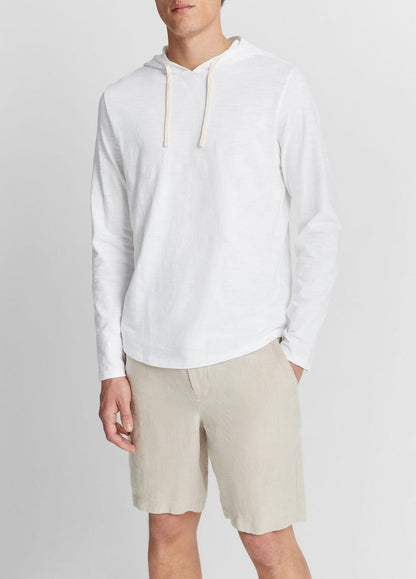 VINCE Men Textured Cotton Hoodie in Sweatshirts & Hoodies OPTIC WHITE