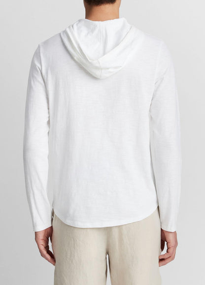 VINCE Men Textured Cotton Hoodie in Sweatshirts & Hoodies OPTIC WHITE