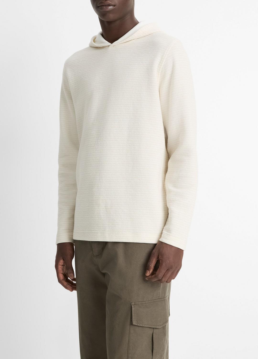 VINCE Men Variegated Stripe Double-Face Cotton-Blend Hoodie in Sweatshirts & Hoodies BAJA SAND/NATURAL