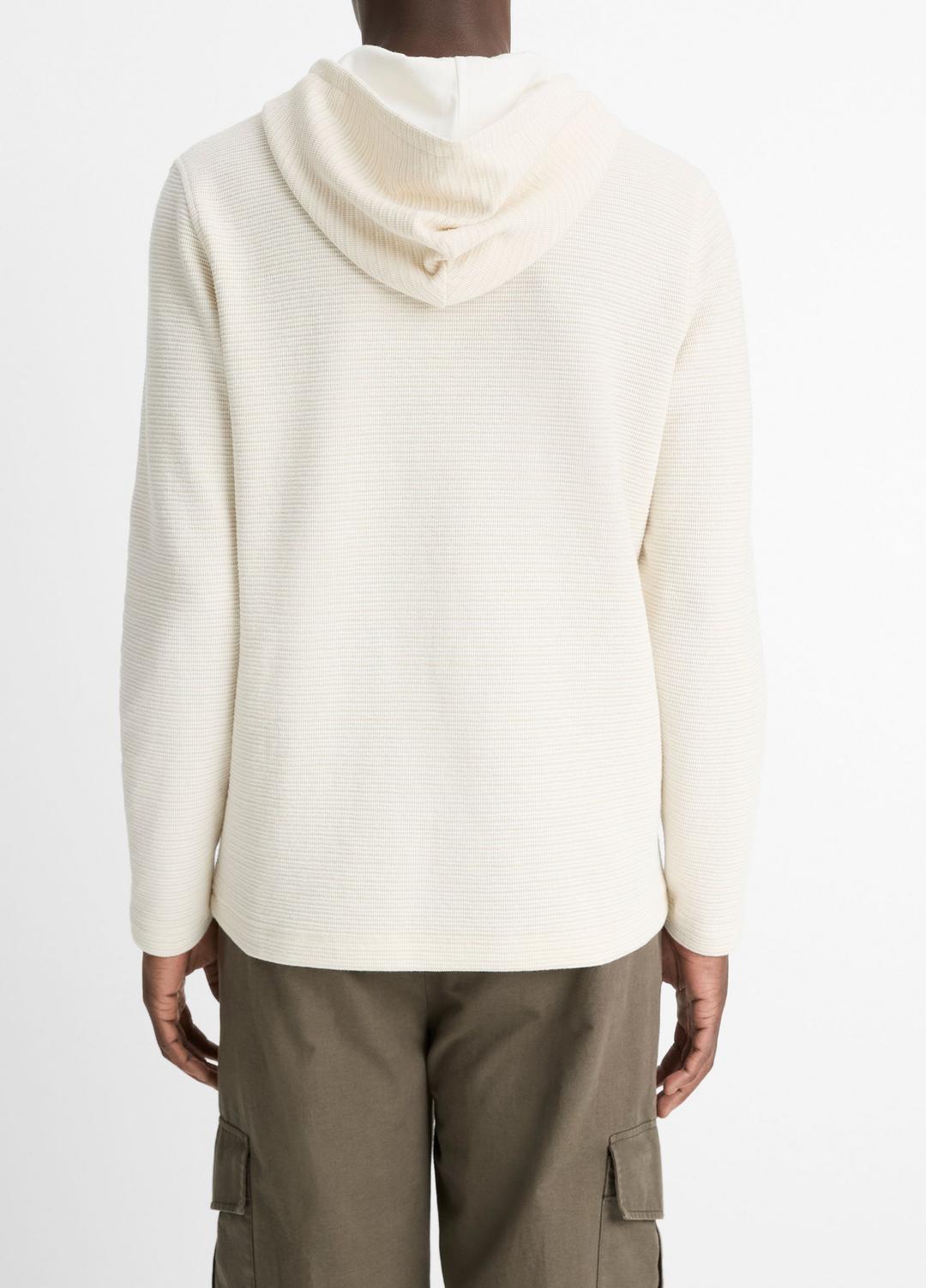 VINCE Men Variegated Stripe Double-Face Cotton-Blend Hoodie in Sweatshirts & Hoodies BAJA SAND/NATURAL