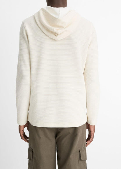 VINCE Men Variegated Stripe Double-Face Cotton-Blend Hoodie in Sweatshirts & Hoodies BAJA SAND/NATURAL