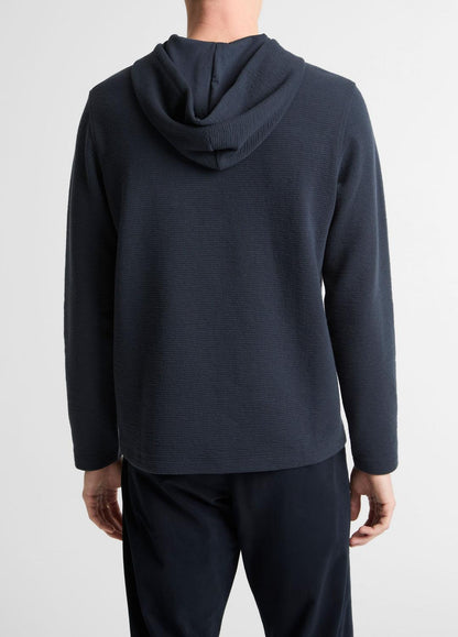 VINCE Men Variegated Stripe Double-Face Cotton-Blend Hoodie in Sweatshirts & Hoodies COASTAL BLUE/COASTAL BLUE