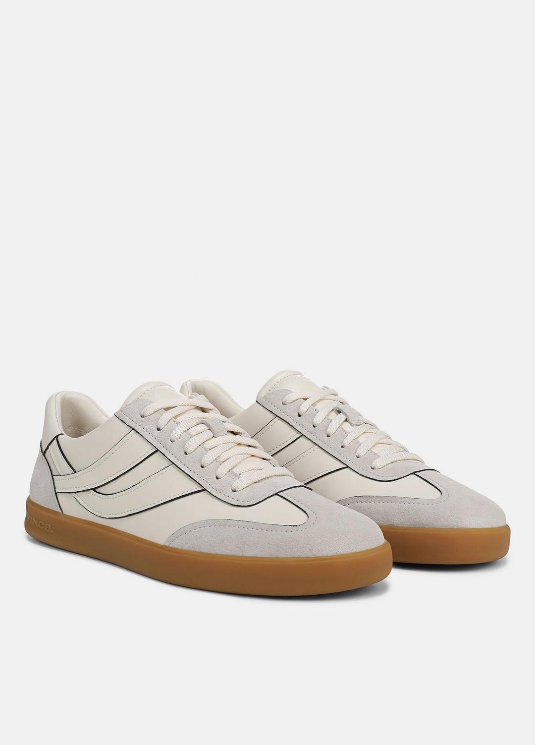 VINCE Men Oasis Contrast-Edge Leather & Suede Sneaker in Sneakers HORCHATA/PEBBLE WHITE