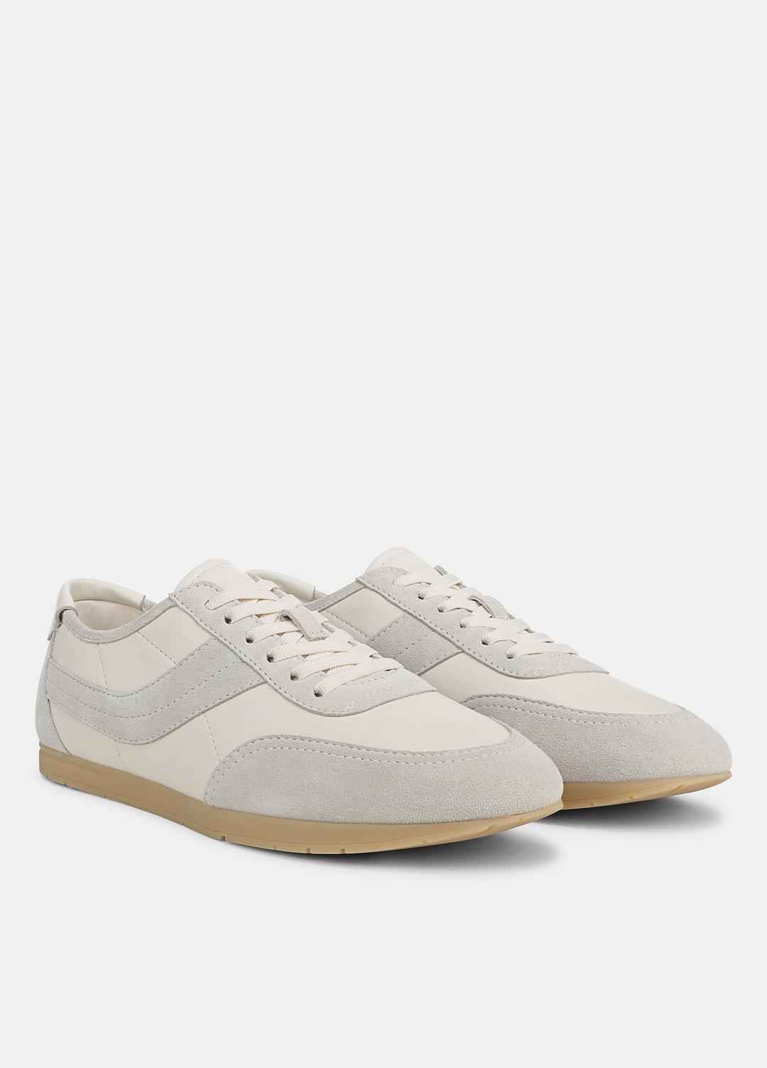 VINCE Men LA Leather & Suede Runner Sneaker in Sneakers HORCHATA/PEBBLE WHITE