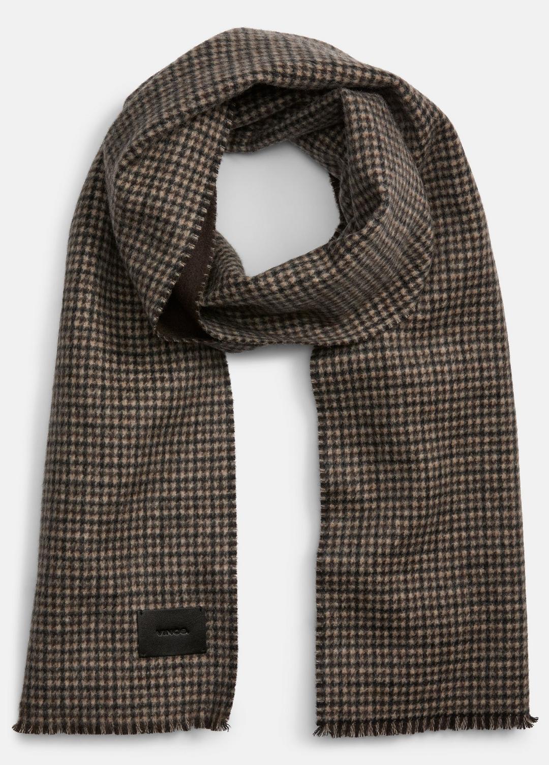 VINCE Men Double-Face Houndstooth Wool-Cashmere Scarf in Scarves & Hats BROWN